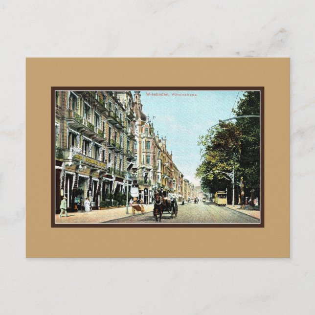 Vintage Wiesbaden Germany Wilhelmstrasse Postcard (Front)