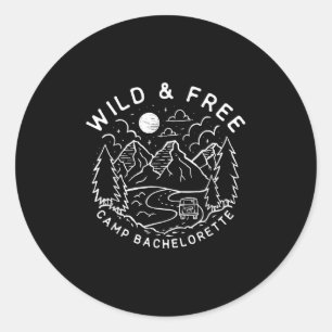 Vintage Wild & Free Camp Bachelorette Party Ma Classic Round Sticker