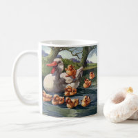 Vintage Wild Animals Birds, Ducklings Duck Family