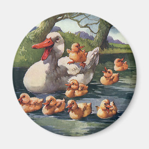 Vintage Wild Animals Birds, Ducklings Duck Family Magnet