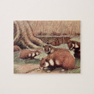 Vintage Wild Animals, Hamsters by Louis Sargent Jigsaw Puzzle