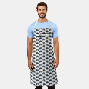 Vintage Wild Boar Drawing BW #2  Customizable part Apron