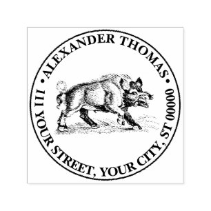 Vintage Wild Boar Drawing BW #2 Self-inking Stamp