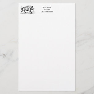 Vintage Wild Boar Drawing BW #2 Stationery