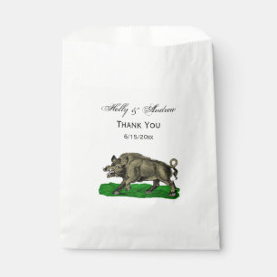 Vintage Wild Boar Drawing BW #3C Favour Bag