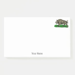 Vintage Wild Boar Drawing BW #3C Post-it Notes