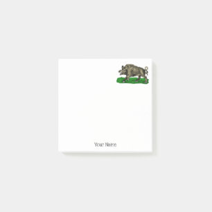 Vintage Wild Boar Drawing BW #3C Post-it Notes