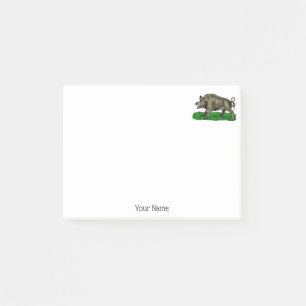 Vintage Wild Boar Drawing BW #3C Post-it Notes