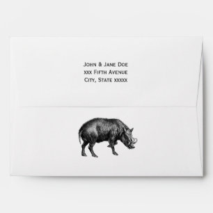 Vintage Wild Boar Drawing BW Envelopes