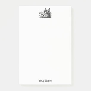 Vintage Wild Boar Head Drawing BW Post-it Notes