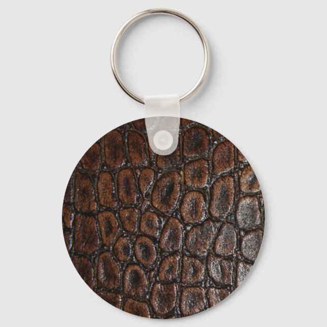 vintage wild crocodile brown alligator leather keychain (Front)