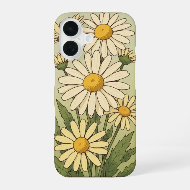 Vintage Wild Daisies iPhone 16 Case (Back)