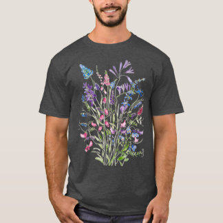 vintage wild flowers arrangement watercolor 2020 T-Shirt