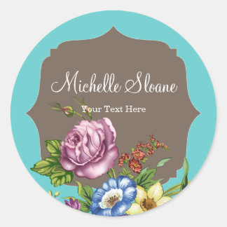 Vintage Wild Flowers Classic Round Sticker