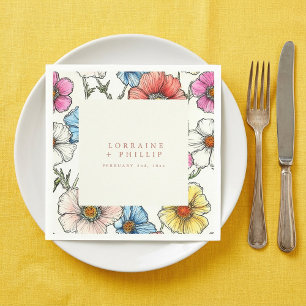 Vintage wild flowers wedding napkin