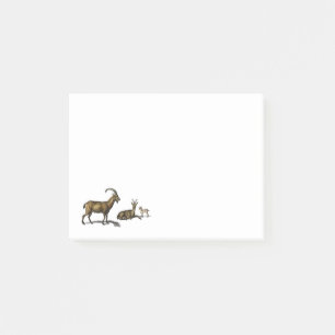 Vintage wild goat illustration post-it notes