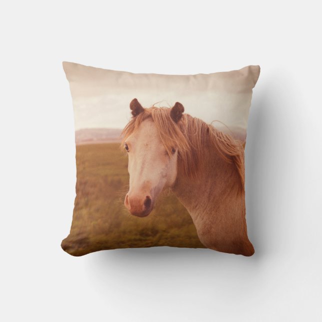 Vintage wild horse throw pillow (Front)
