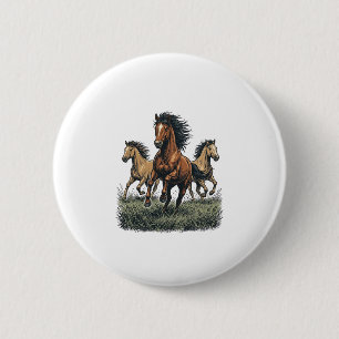 Vintage Wild Horses Running Western Vector Shirt_1 2 Inch Round Button