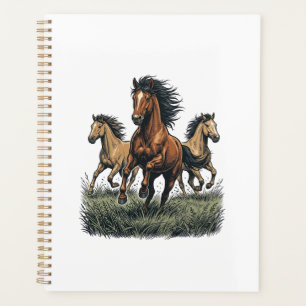 Vintage Wild Horses Running Western Vector Shirt_1 Planner