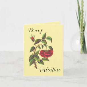 Vintage Wild Red Rose Valentine's Day Card 