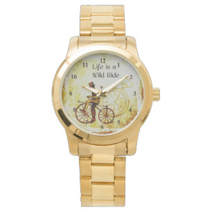 Vintage Wild Ride Steampunk Bicycle Collage Watch