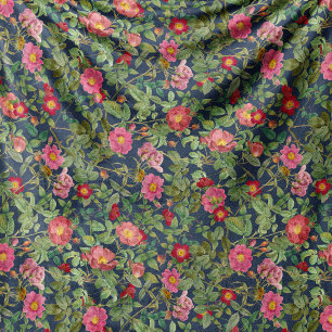 Vintage Wild Rose Fleece Blanket in Midnight Navy