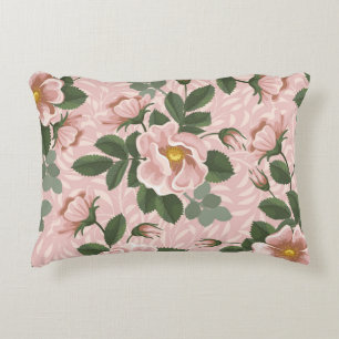 Vintage Wild Roses: Floral Background Accent Pillow
