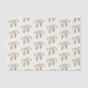 Vintage Wild Snowdrop Illustration on ivory  Tissue Paper
