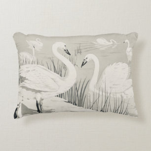 Vintage Wild Swan Accent Pillow