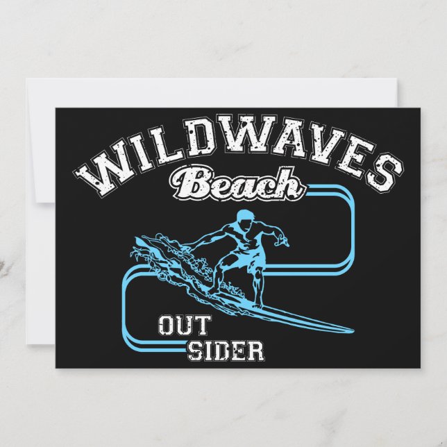 Vintage Wild Waves Beach Outsiders Surf  Holiday Card (Front)