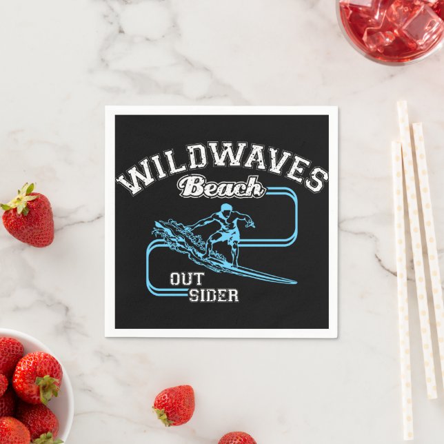 Vintage Wild Waves Beach Outsiders Surf  Napkin (Insitu)