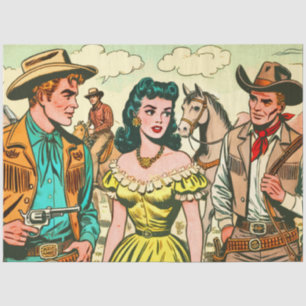 Vintage Wild West Country Comics Tissue Paper