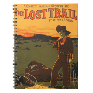 Vintage Wild West Cowboy and Horse Sunset Art Notebook