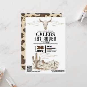 Vintage Wild West Western 1st Rodeo Birthday Party Invitation