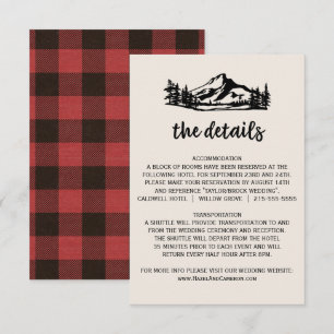 Vintage Wilderness Plaid Wedding Details Card