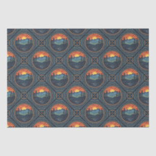 Vintage Wilderness Sunset Mandala Geometric Tile Tissue Paper