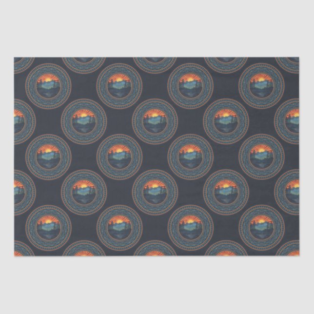 Vintage Wilderness Sunset Polka Dot Mandala Tissue Paper (Front)
