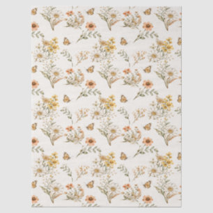 Vintage Wildflower and Butterfly Seamless Pattern  Tissue Paper