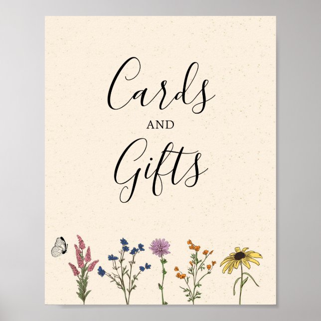 Vintage Wildflower Baby Shower Cards And Gift Sign (Front)