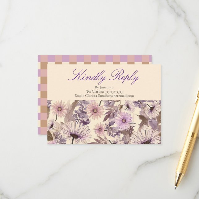 Vintage Wildflower Baby Shower Enclosure Card (Front/Back In Situ)
