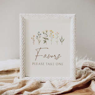 Vintage Wildflower Baby Shower Favors Sign