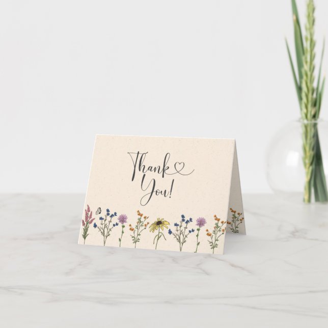 Vintage Wildflower Baby Shower Thank You Card (Front)