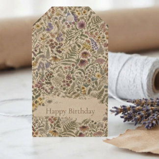 Vintage Wildflower Birthday Gift Tags