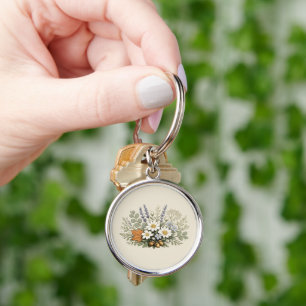 Vintage Wildflower Bouquet Art Print Botanical F Keychain