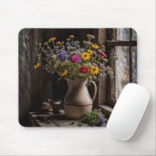 Vintage Wildflower Bouquet Mouse Pad