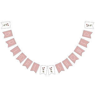 Vintage Wildflower Bridal Shower Decor Rose Gold Bunting Flags