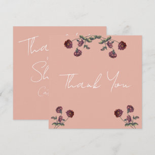 Vintage Wildflower Bridal Shower Rose Gold Thank You Card
