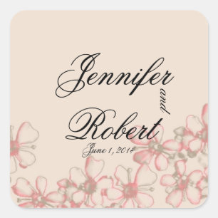 Vintage Wildflower Coral and Cream Envelope Seal