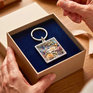 Vintage Wildflower Custom Retirement Gifts for Her Keychain