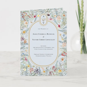 Vintage Wildflower Dusty Blue Wedding Monogram Program